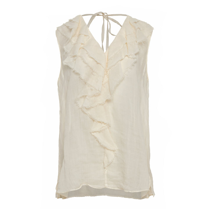 Devotion Twins ELARIA offwhite ramie mouwloze blouse 026.010G