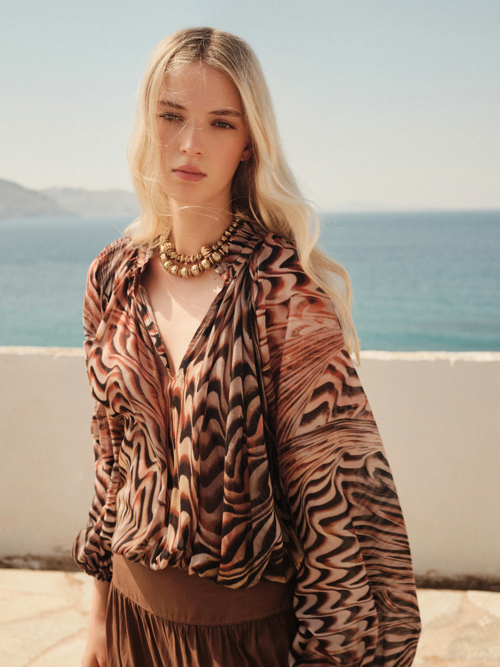 Devotion Twins SALT katoen-zijdeblend blouse met print 026.012G