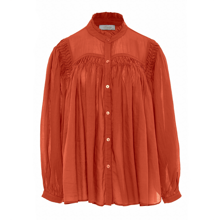 Devotion Twins BLOOM blouse met plooi- en ruchedetails dark orange 026.013G