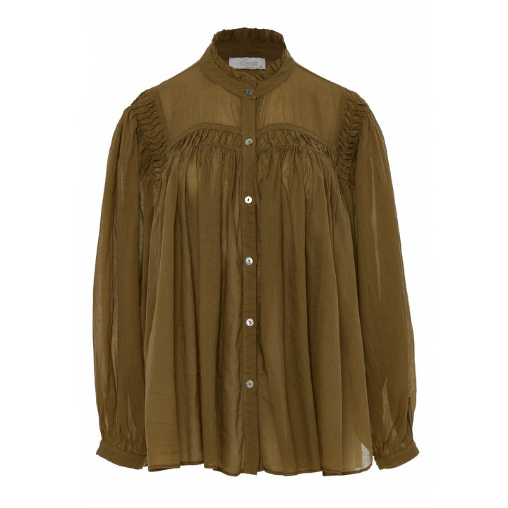 Devotion Twins BLOOM blouse met plooi- en ruchedetails khaki 026.013G