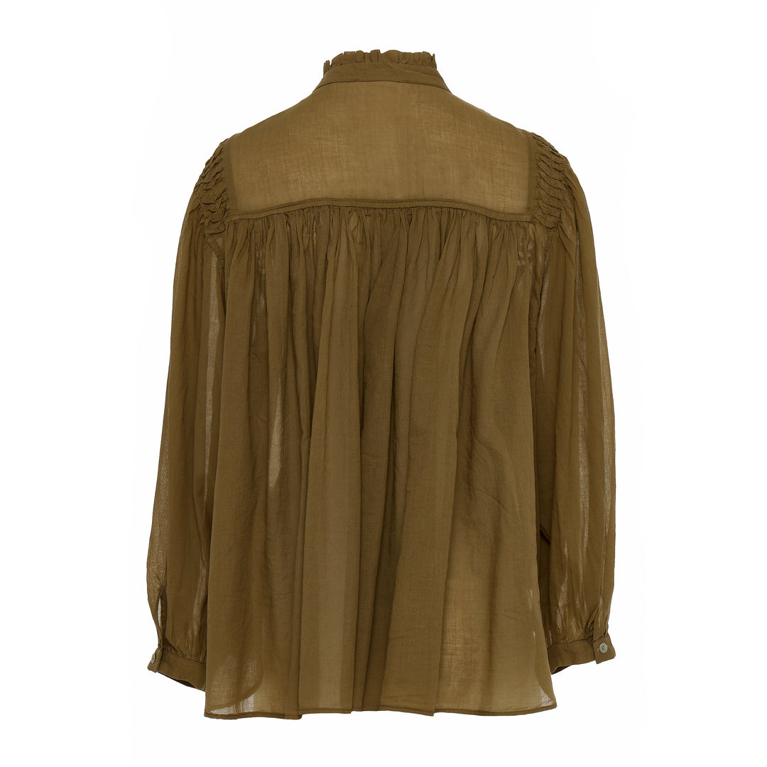 Devotion Twins BLOOM blouse met plooi- en ruchedetails khaki 026.013G