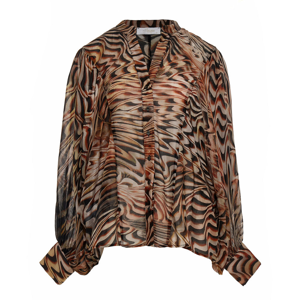 Devotion Twins COASTLINE katoen-zijdeblend blouse met print 026.015G