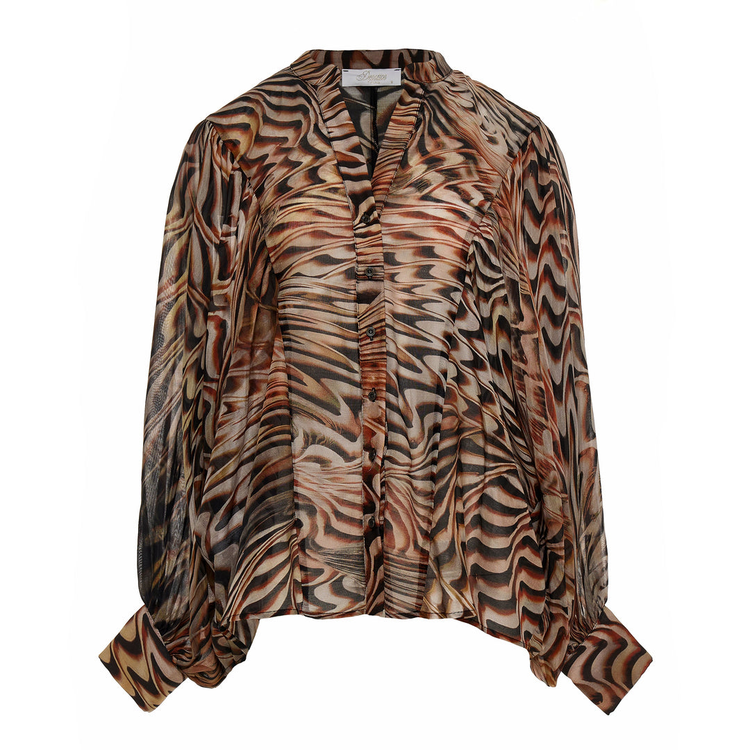 Devotion Twins COASTLINE katoen-zijdeblend blouse met print 026.015G