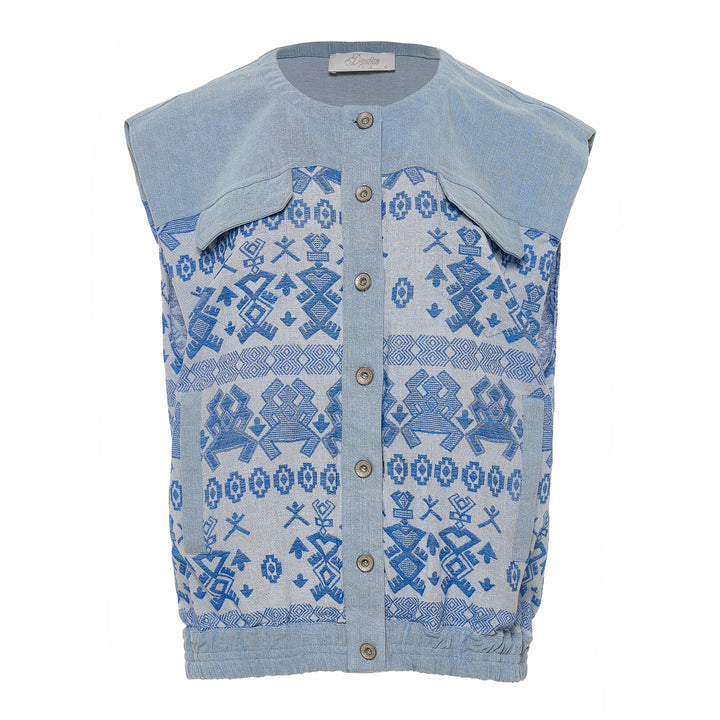 Devotion Twins GLEAM Sleeveless Jacquard Jacket Blue 026.016G