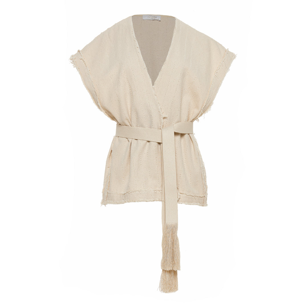 Devotion Twins OLIVE Jacket Sleeveless With Belt Off White 026.023G