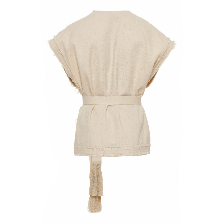 Devotion Twins OLIVE Jacket Sleeveless With Belt Off White 026.023G