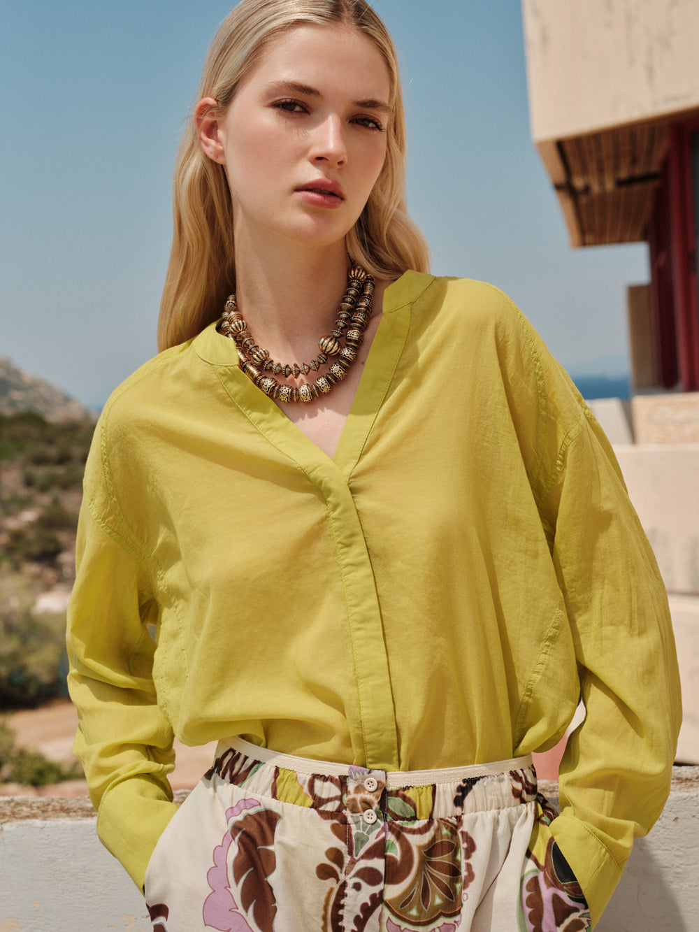 Devotion Twins PALM Shirt Voile Lime 026.028G