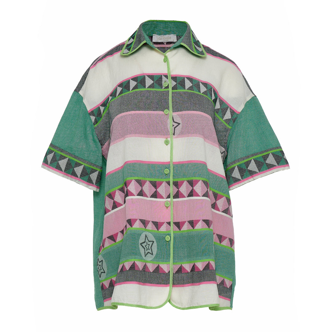 Devotion Twins ZARIA Shirt Jacquard Green/Pink 026.038G