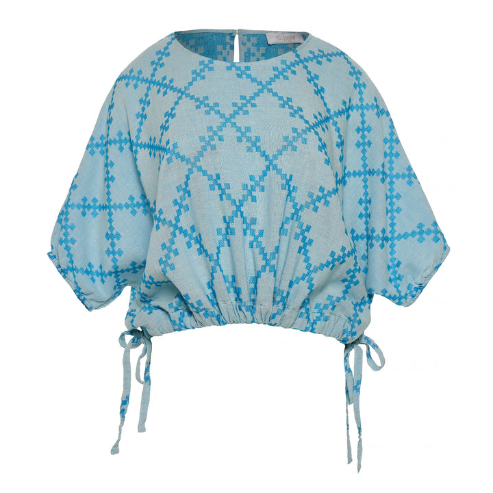 Devotion Twins FLORANA Blouse Jacquard Turquoise/Offwhite 
