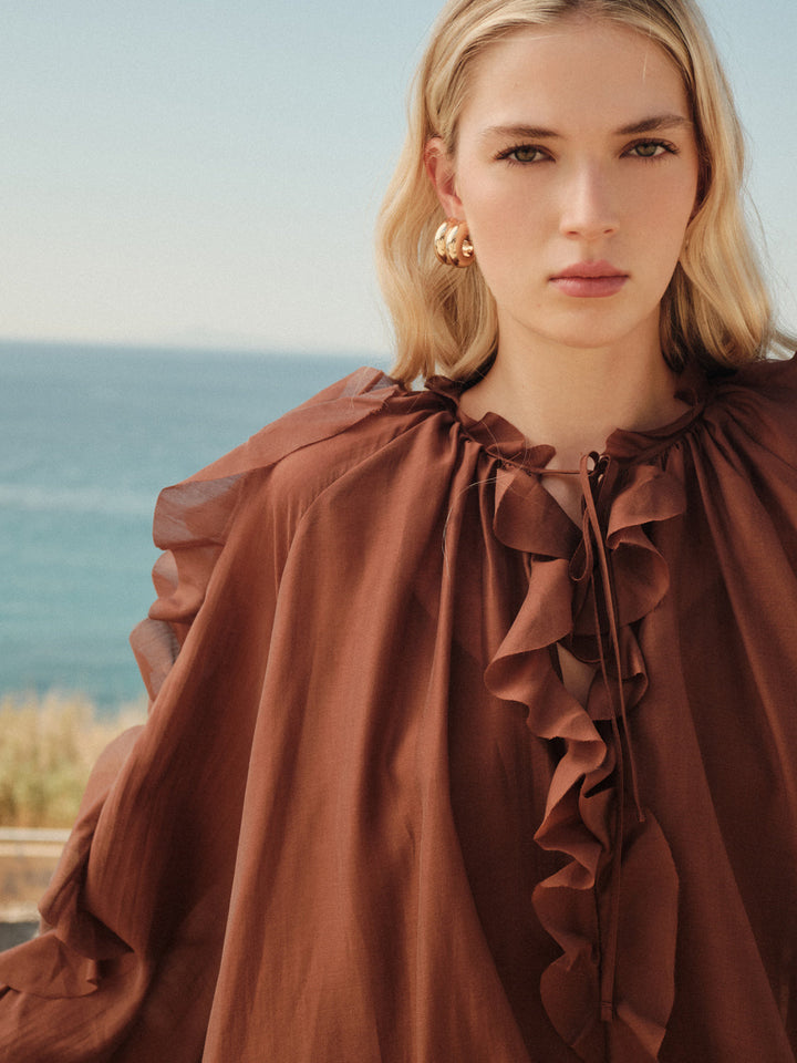 Devotion Twins CASHMERE Dress Ruffle Lyocell Brown 026.306G
