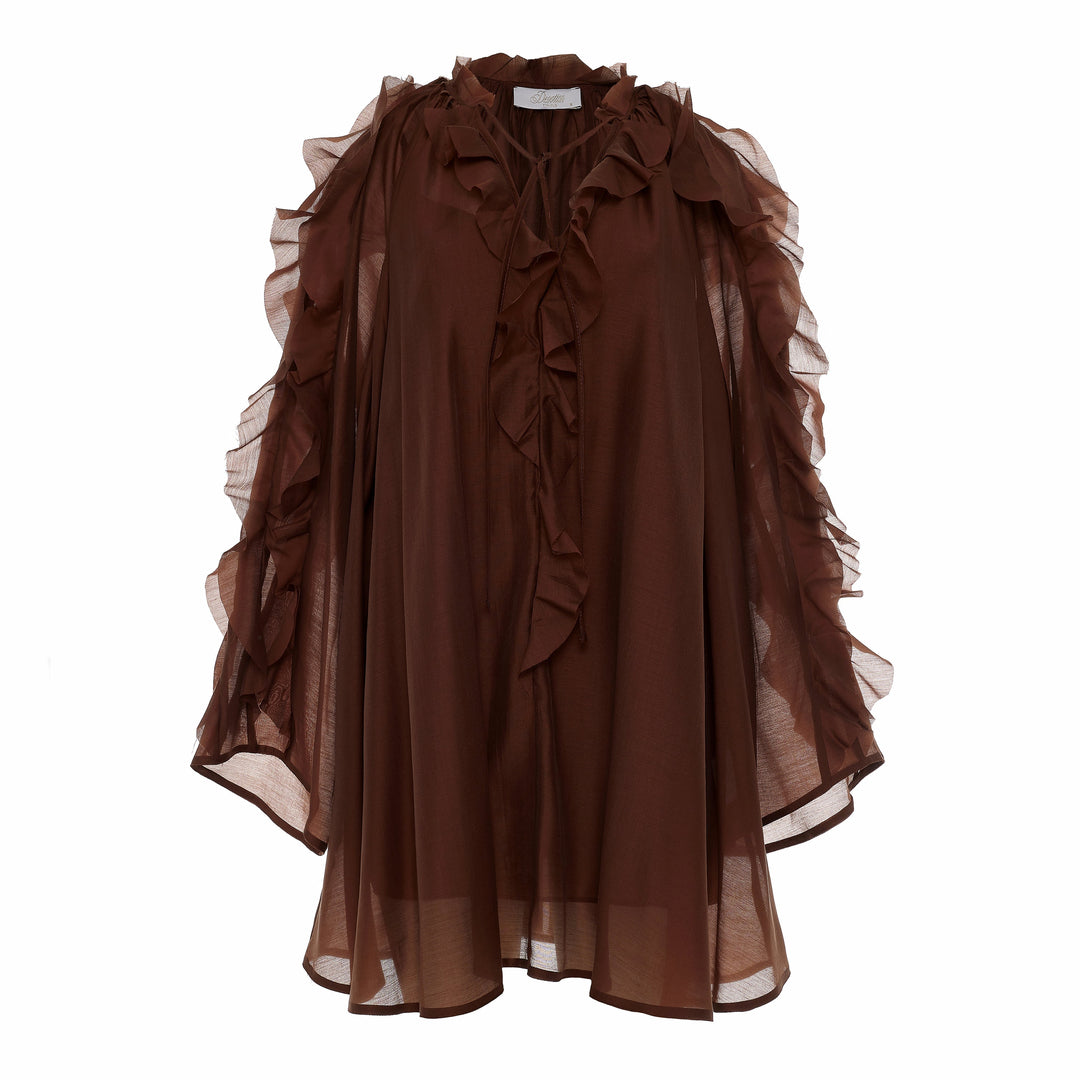 Devotion Twins CASHMERE Dress Ruffle Lyocell Brown 026.306G