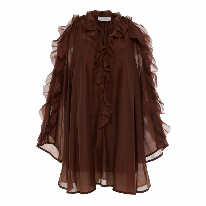 Devotion Twins CASHMERE Dress Ruffle Lyocell Brown 026.306G