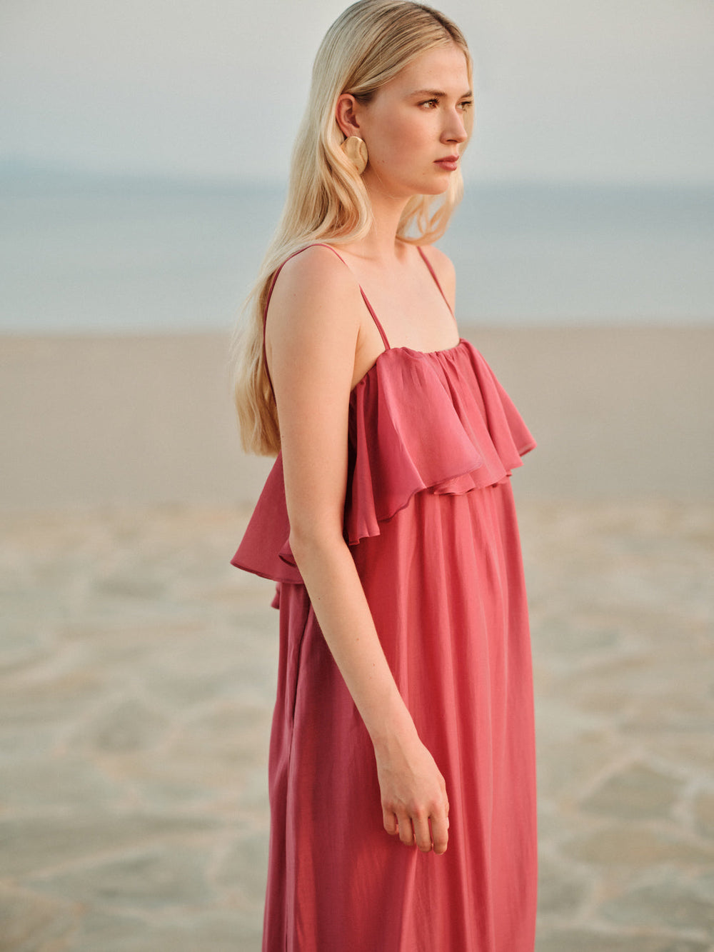 Devotion Twins AURA Dress With Ruffle Lyocell Rosewine 026.307G