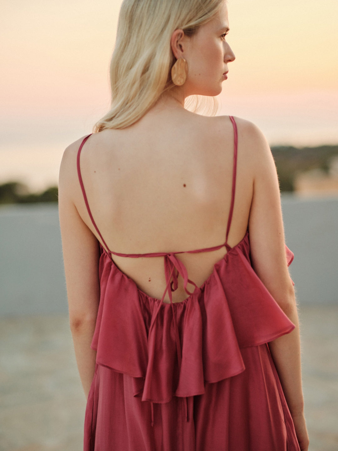 Devotion Twins AURA Dress With Ruffle Lyocell Rosewine 026.307G
