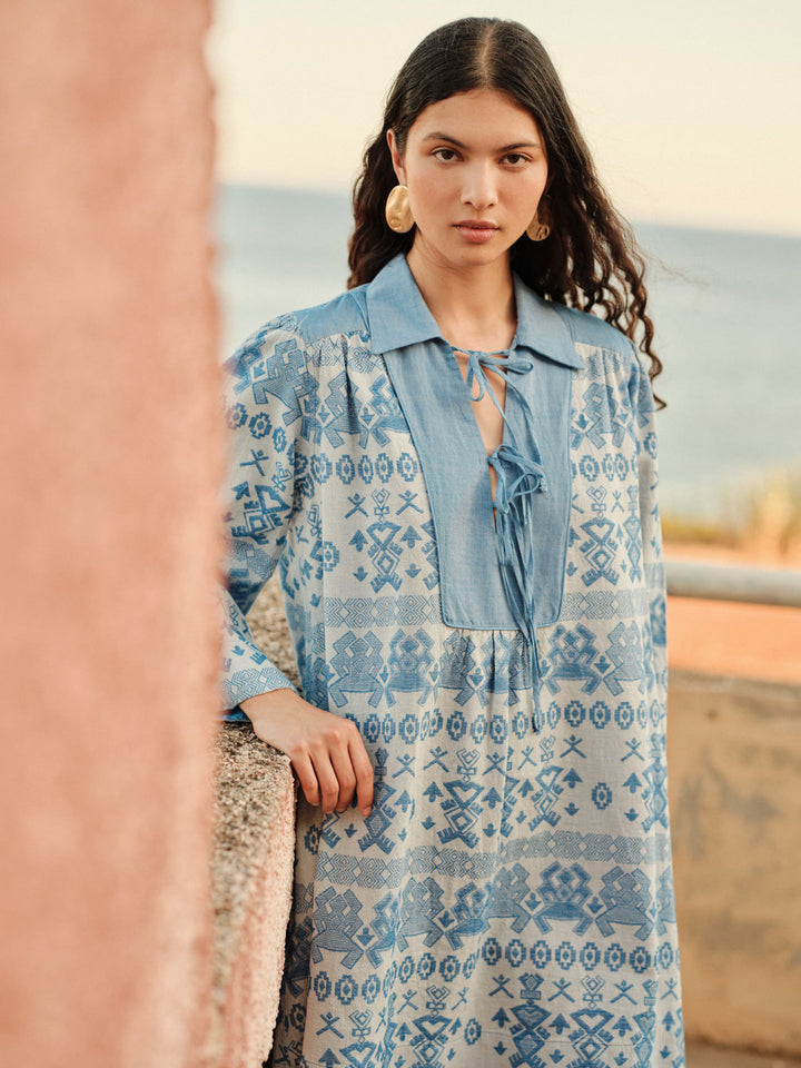 Devotion Twins LIGHTWAVE Dress Jacquard Blue