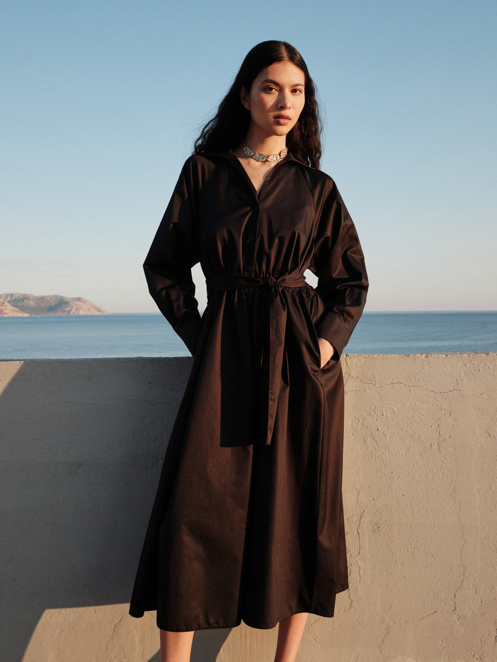 Devotion Twins MEADOW Dress With Belt Popline Black 026.323G
