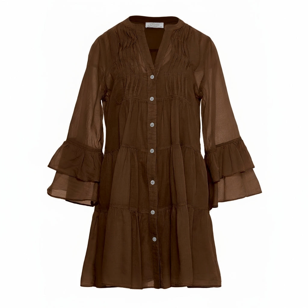 Devotion Twins CITRUS Dress With Inner Lining Voile Brown 026.325G