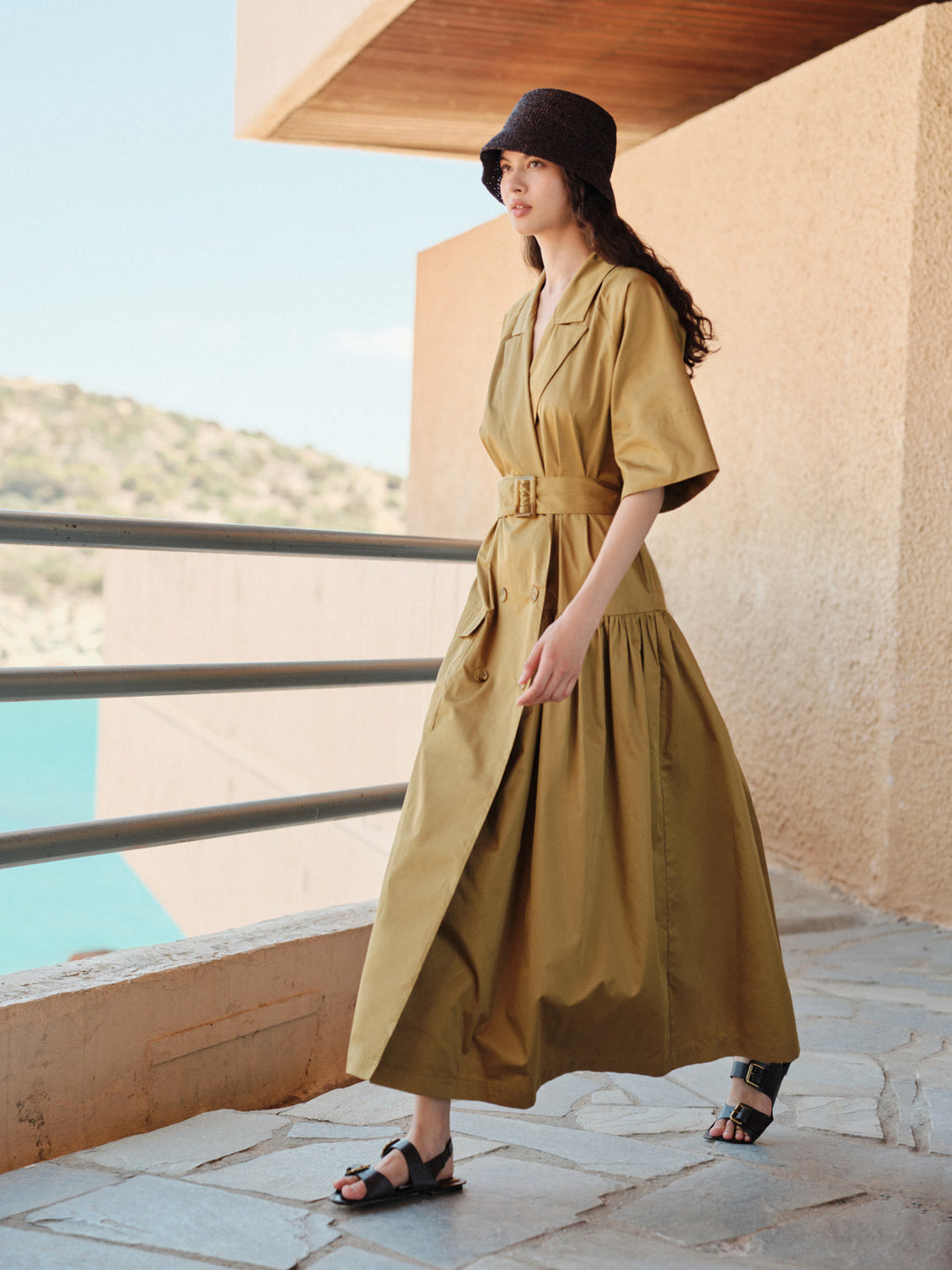 Devotion Twins WANDER Dress With Belt Popline Khaki 026.327G