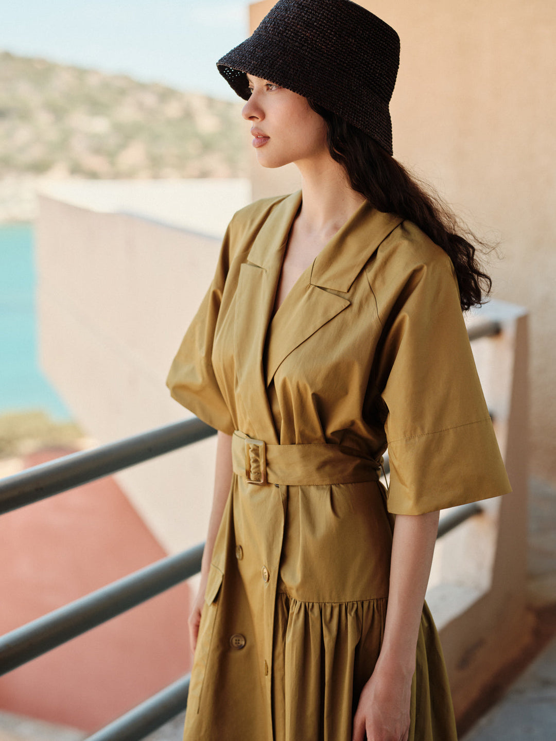 Devotion Twins WANDER Dress With Belt Popline Khaki 026.327G