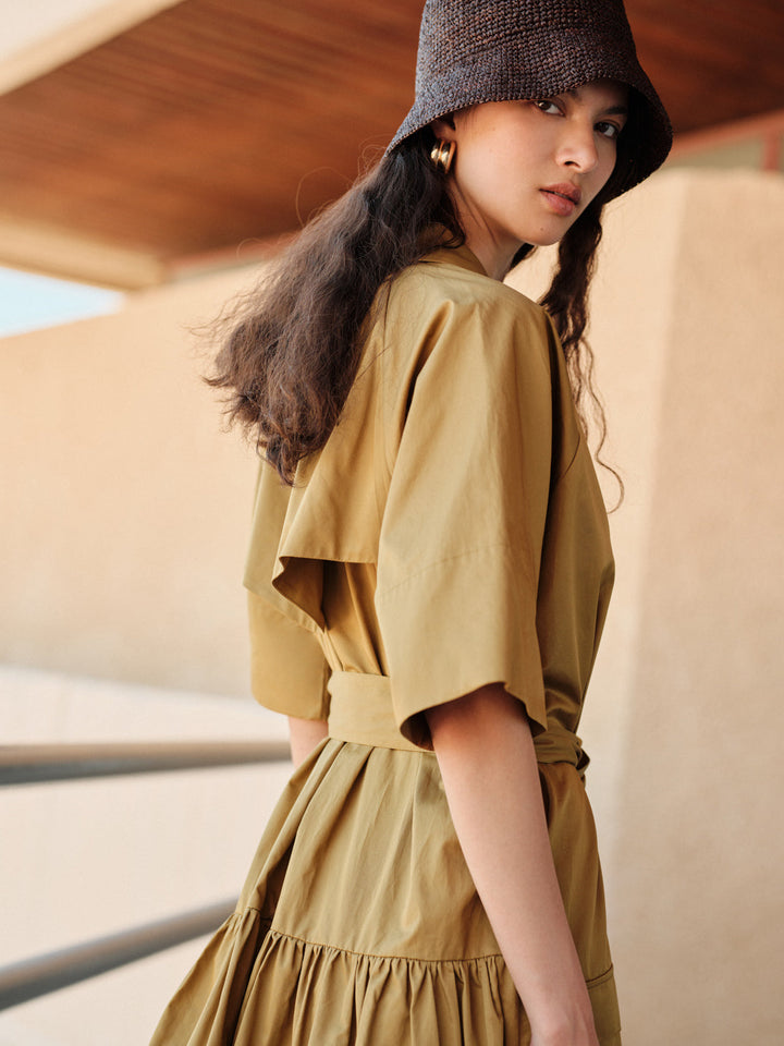 Devotion Twins WANDER Dress With Belt Popline Khaki 026.327G