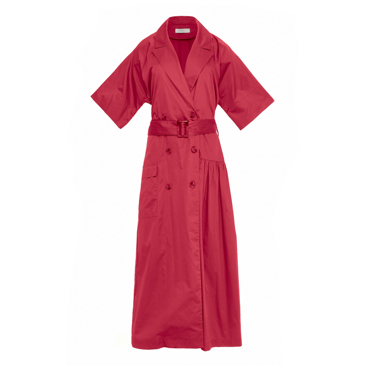Devotion Twins WANDER Dress With Belt Poplin Rosewine 026.327G