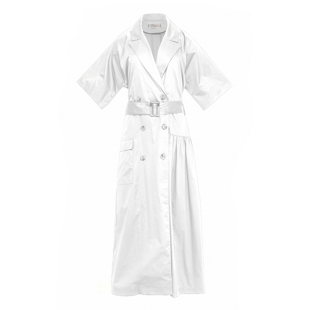 Devotion Twins WANDER Dress With Belt Poplin White 026.327G
