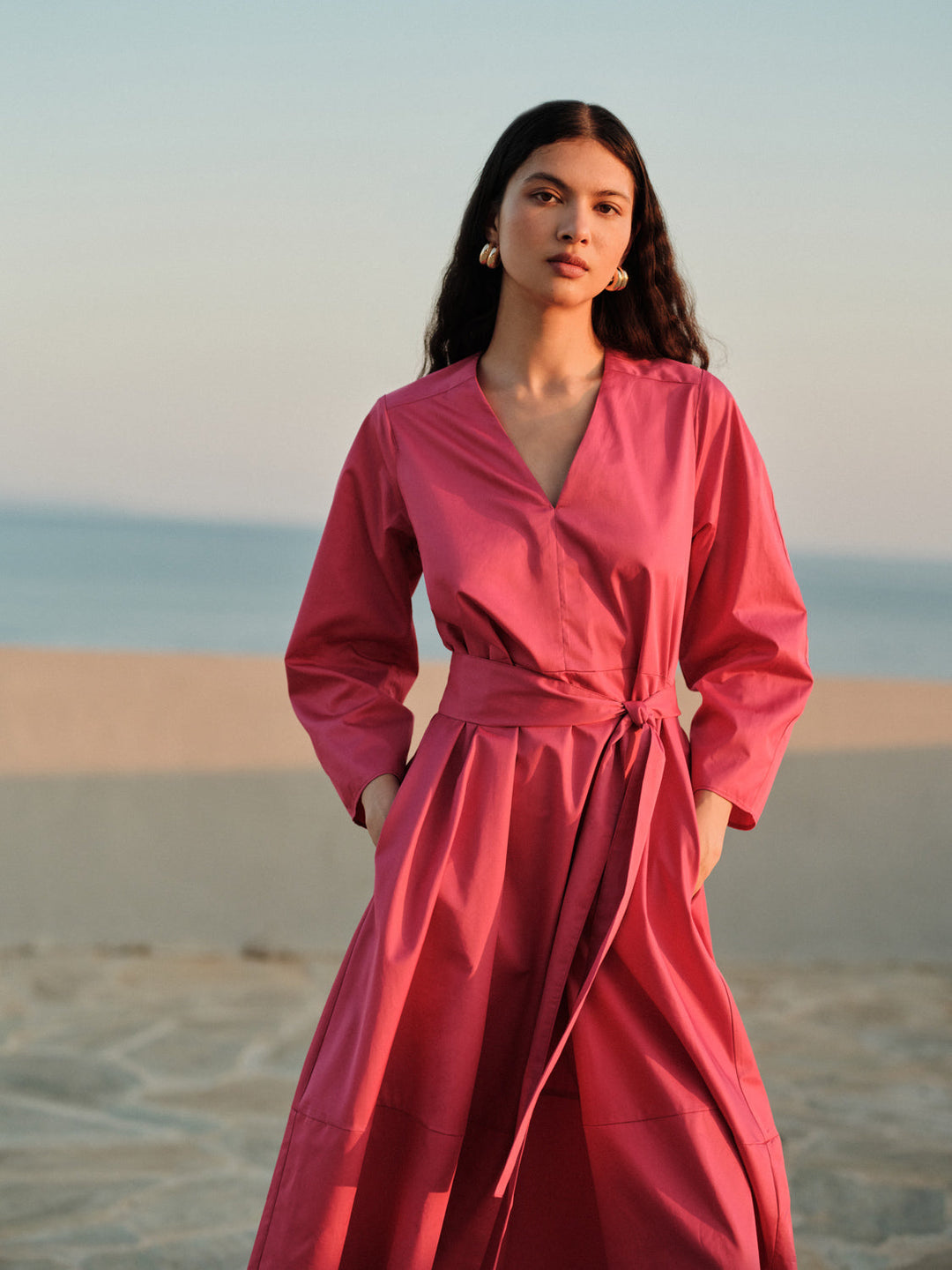 Devotion Twins CLOUD Dress With Belt Popline Rosewine 026.328G