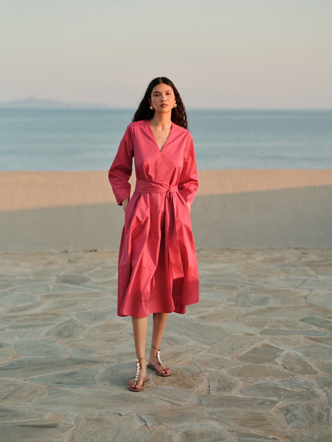 Devotion Twins CLOUD Dress With Belt Popline Rosewine 026.328G