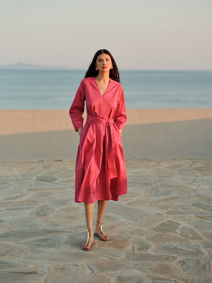 Devotion Twins CLOUD Dress With Belt Popline Rosewine 026.328G
