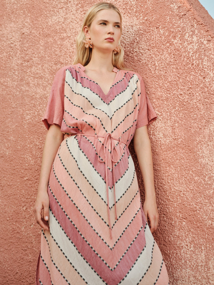 Devotion Twins OCEANA Dress With Belt Stripes Multicolor 026.350G