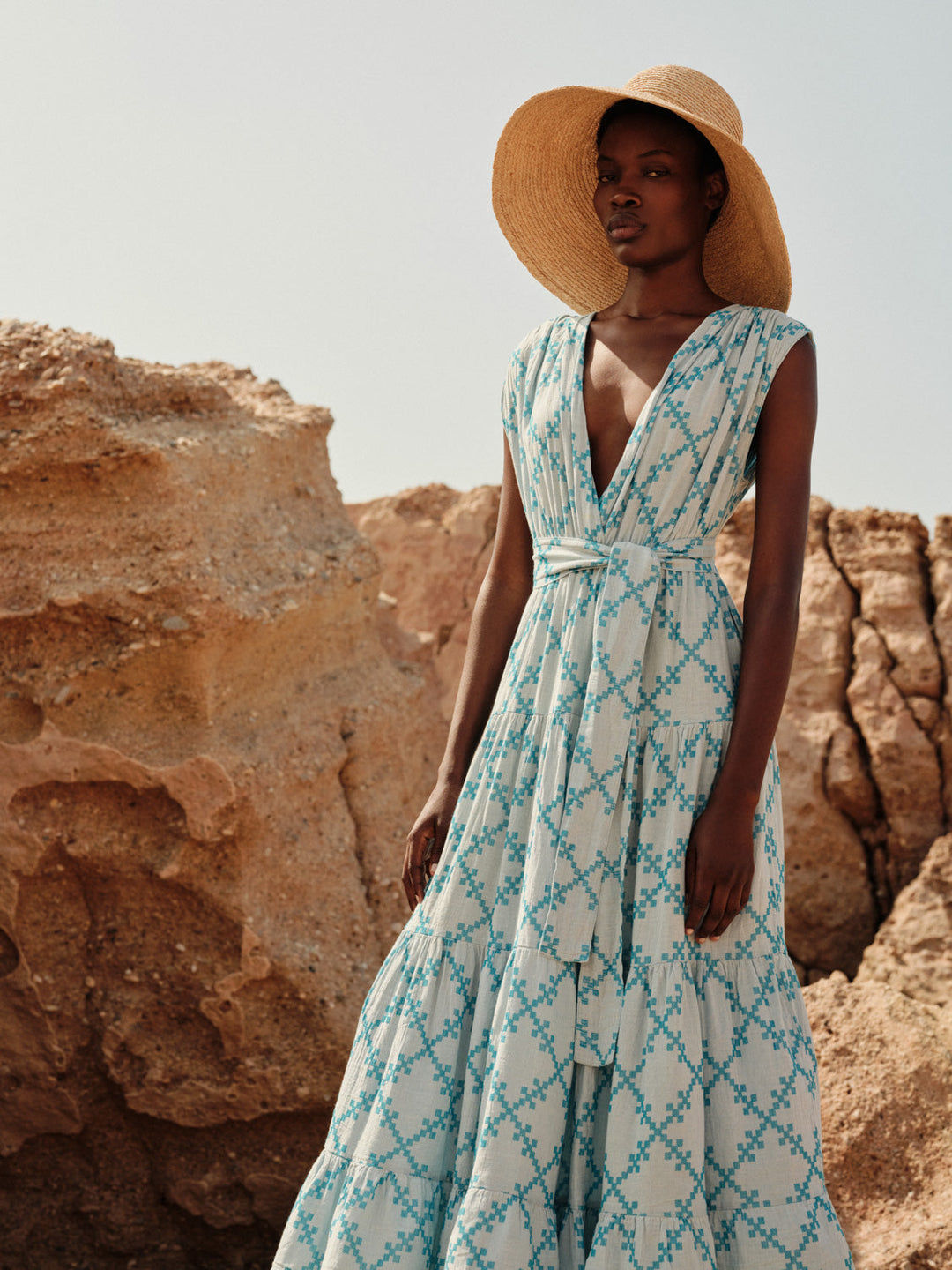 Devotion Twins TALYSSA Dress With Belt Turquoise/Off White 026.384G