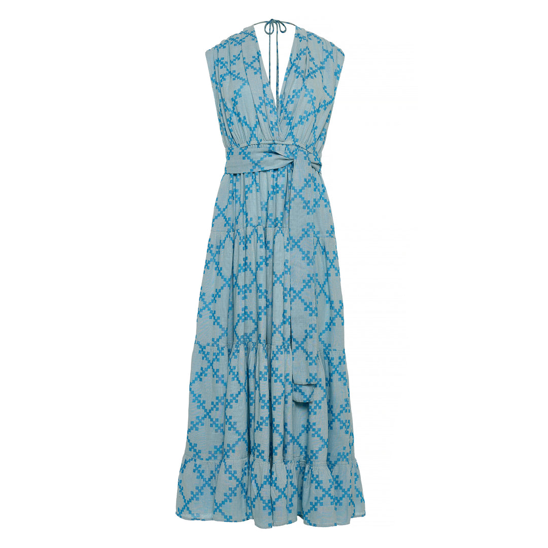 Devotion Twins TALYSSA Dress With Belt Turquoise/Off White 026.384G