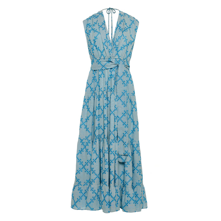 Devotion Twins TALYSSA Dress With Belt Turquoise/Off White 026.384G