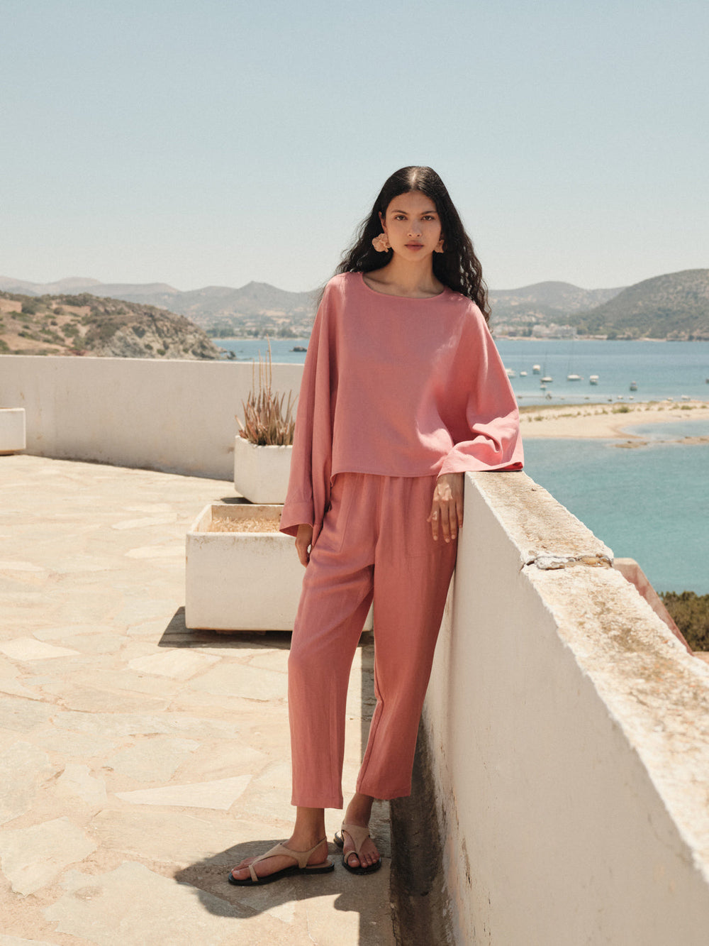 Devotion Twins ELIVETTE Pants Linen Rosewine 026.419G