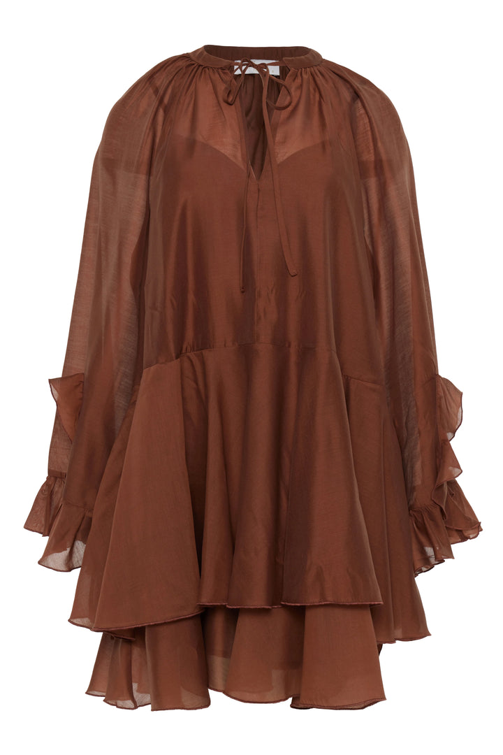 Devotion Twins SHEEN Dress Ruffle Lyocell Brown 026.305G